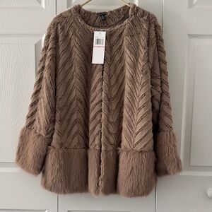 Nina Leonard Tan Faux Fur Jacket